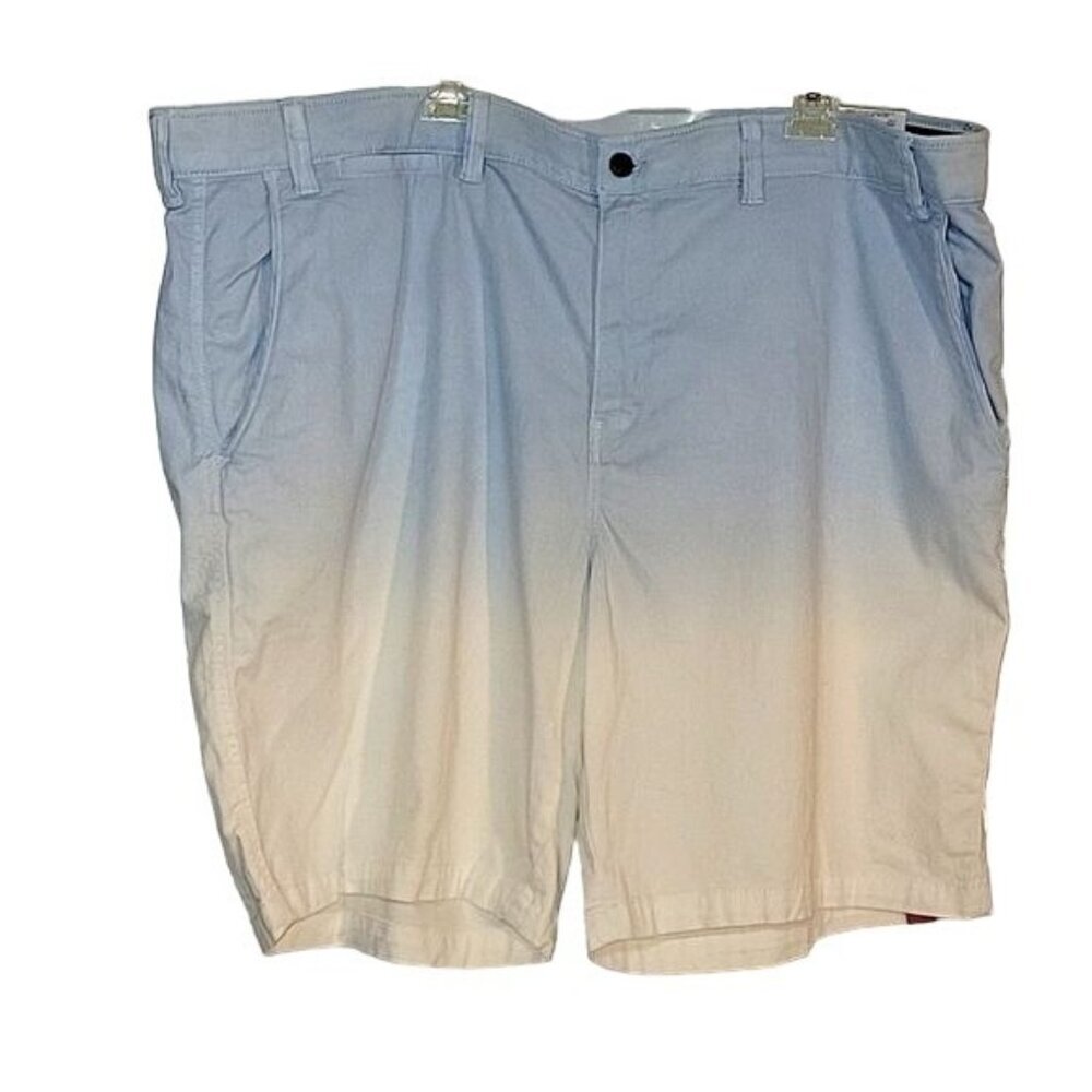 The Foundry Big & Tall Mens‎ 54 Blue Chambray Dip Dye Flex Flat Front Shorts NWT